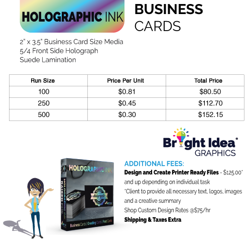 bright idea graphics bisness cards holographic